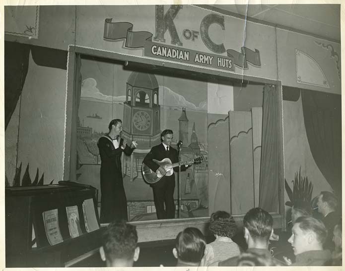 Canadian Knights playing music to cheer service men in World War II